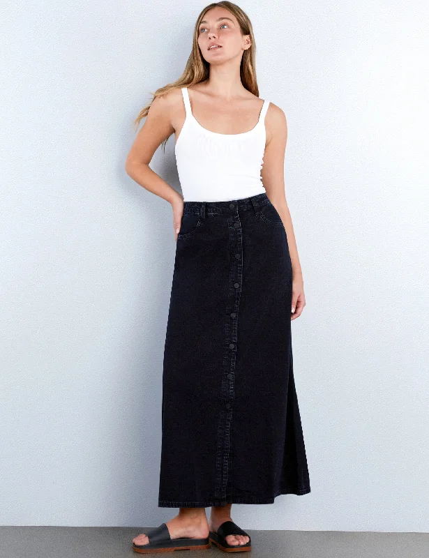 Soft Denim Maxi Skirt velvet skirt plush