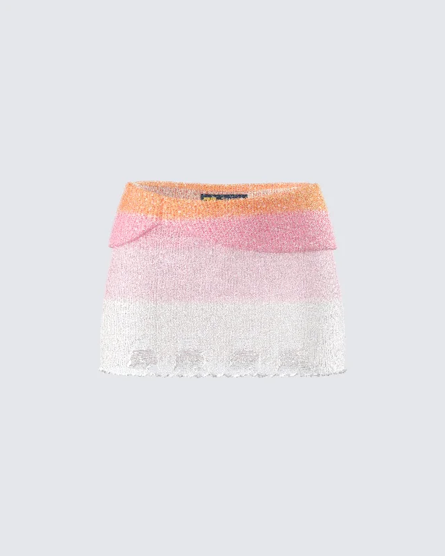 Vanessa Pink Sequin Knit Skirt wool skirt warm