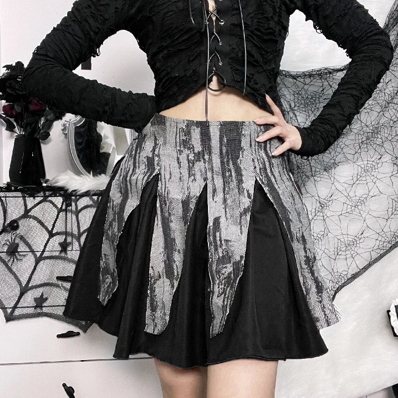 Women's Grunge Double Color Splice Skirt velvet skirt rich