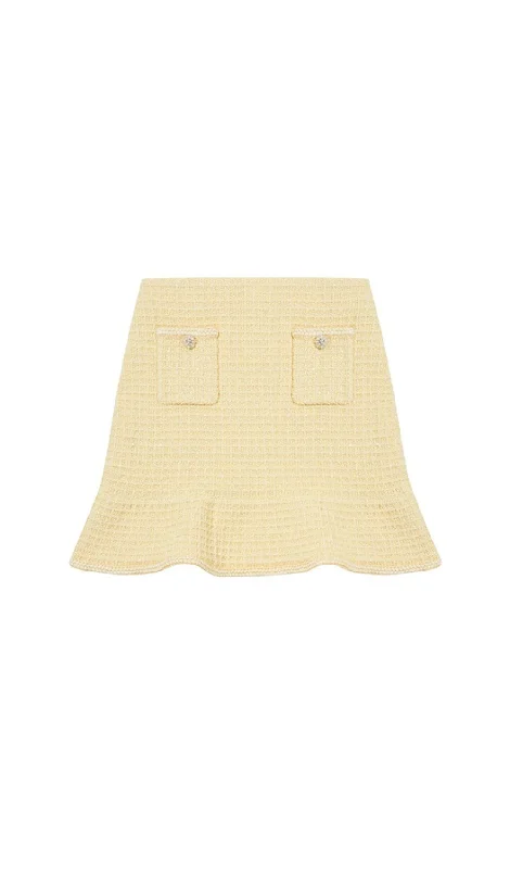 YELLOW TEXTURED KNIT SKIRT seamless skirt comfort